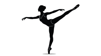 Silhouette of a ballerina performing a graceful arabesque pose, elegant dance movement © Hikari Vector Studio