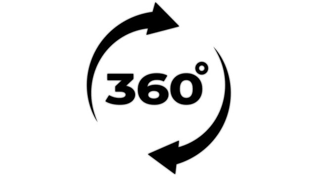 360 degree icon isolated Symbol with arrow to indicate the rotation.