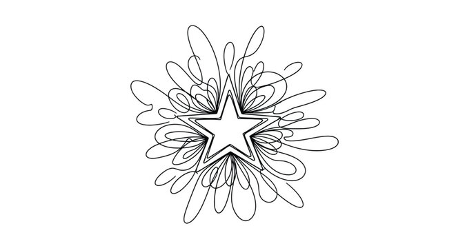 Abstract star one line art drawing illustration