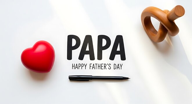 Happy father's day papa love red heart handwritten message