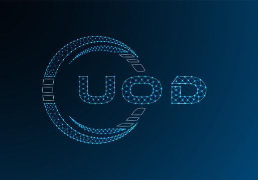 UOD low poly letter logo vector design. UOD lower poly logo design. Low poly logo.