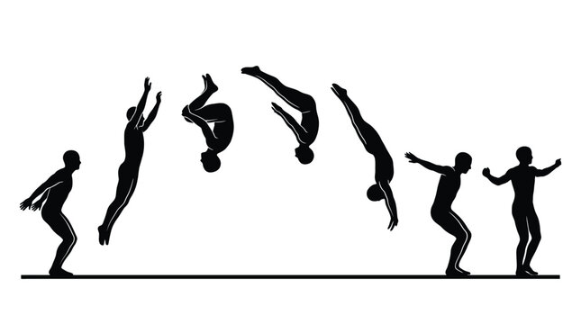 Silhouette of a man performing a backflip jump