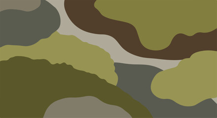 A camouflage pattern with various green, brown, and gray shapes © Darna