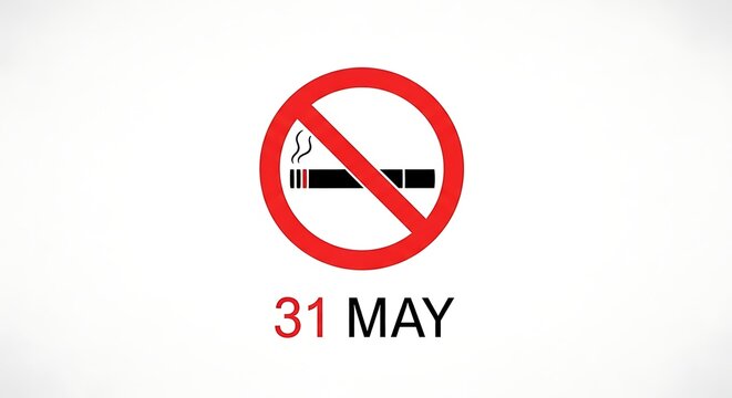No Smoking Sign on World No Tobacco Day with Cigarette and Red Circle
