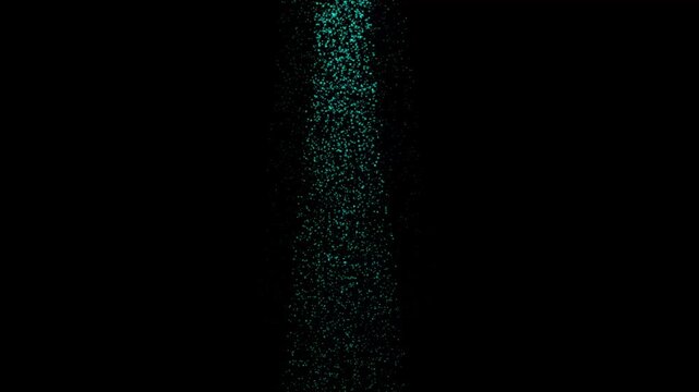 Animated rocket launch with glowing particle trail on black background, minimalist space travel concept
