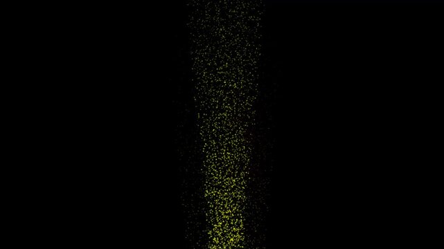 Yellow rocket launching with particle trail animation on black background, symbol