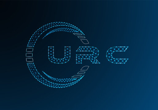 URC low poly letter logo vector design. URC lower poly logo design. Low poly logo.
