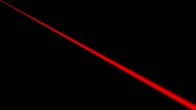 Abstract red laser beam diagonal line glowing on black background, light
