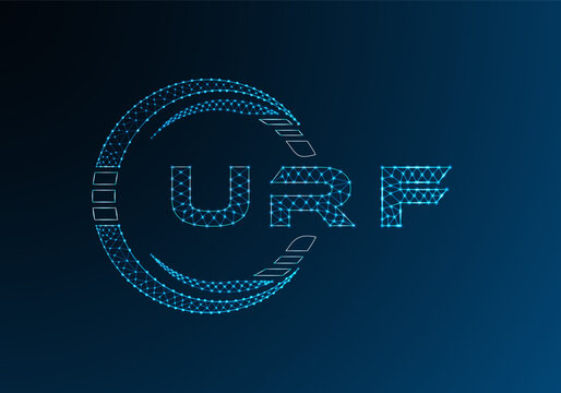 URF low poly letter logo vector design. URF lower poly logo design. Low poly logo.