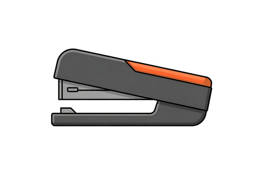 Gray and orange office metal stapler on white background