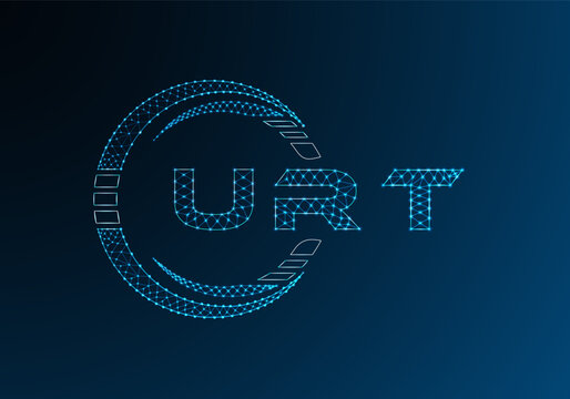 URT low poly letter logo vector design. URT lower poly logo design. Low poly logo.