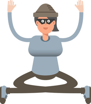 Woman Thief Character Sitting Illustration
