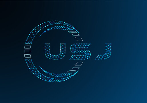 USJ low poly letter logo vector design. USJ lower poly logo design. Low poly logo.