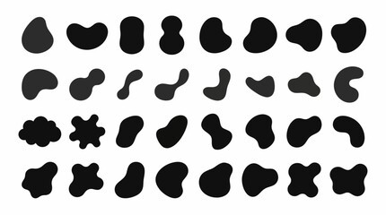 Fototapeta premium Abstract Irregular Shape Silhouette Icons Collection of Organic Blob‑Like Forms for Graphic Design, Patterns, and Artistic Inspiration