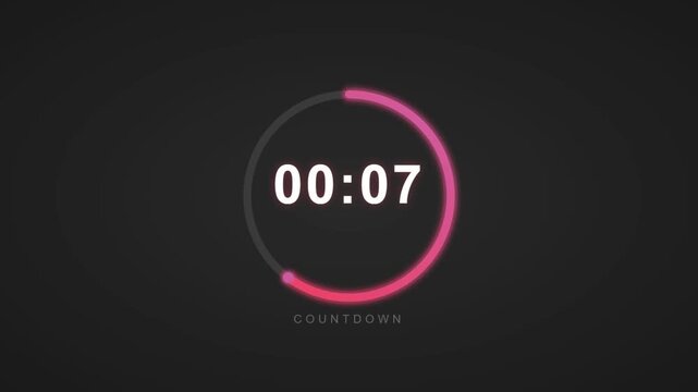 Minimal circular countdown timer animation on dark background