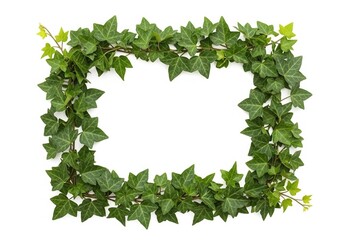 Fototapeta premium Rectangular frame made of green ivy leaves