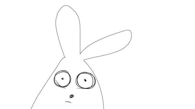 The hare or rabbit trembles with fear, its eyes bulging. Meanwhile, it's telling something.