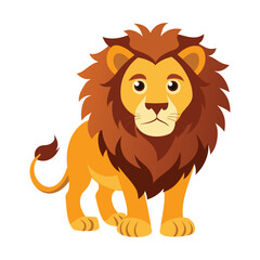 Cute Cartoon Lion Standing on White Background, King of Jungle Illustration © Muhammad Nurul