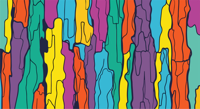 A colorful abstract art piece with wavy lines