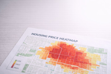 Obraz premium Housing price heatmap real estate market trends map data