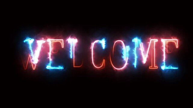 Neon text on black background