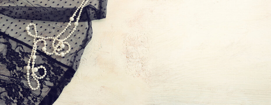 image of black lace delicate cloth