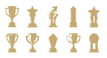 Obraz premium Golden trophies and awards icons set.