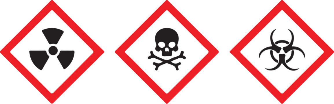 hazard warning sign icon set vector 