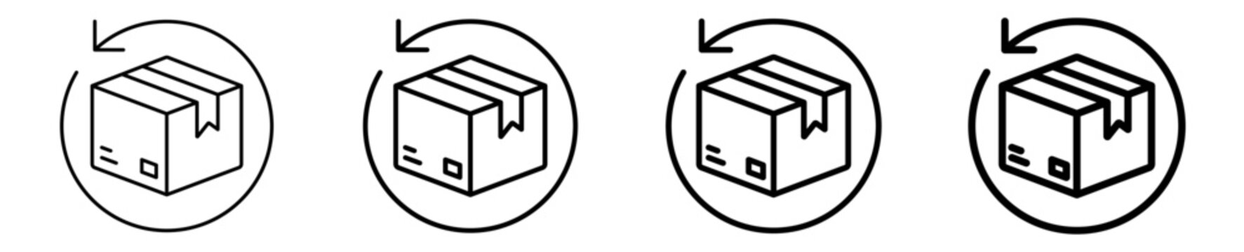 Return package box shipping arrow icon line design. Editable vector stroke icon