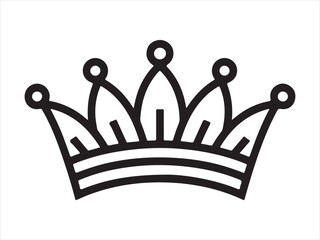 Crown icon simple line art symbol, Crown line art vector illustration, royal king queen tiara outline design © Chan