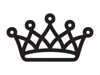 Crown icon simple line art symbol, Crown line art vector illustration, royal king queen tiara outline design © Chan