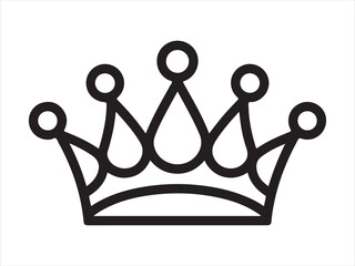 Crown icon simple line art symbol, Crown line art vector illustration, royal king queen tiara outline design © Chan
