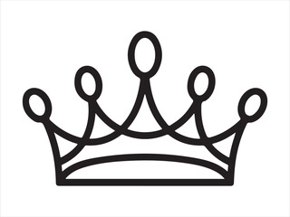Crown icon simple line art symbol, Crown line art vector illustration, royal king queen tiara outline design © Chan