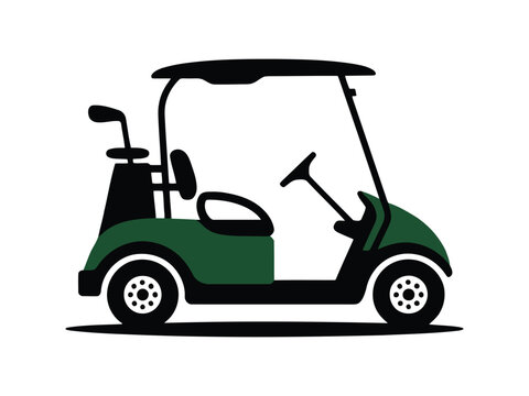 Golf Cart Silhouette Electric Club Car Transport Vector Illustration
