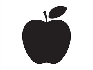 Simple black apple vector icon, vector illustration, fruit icon simple minimal design © Chan