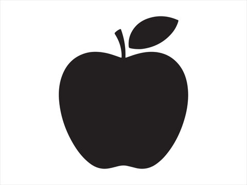 Simple black apple vector icon, vector illustration, fruit icon simple minimal design