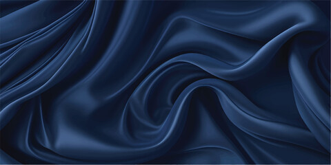 Fototapeta premium Luxury deep teal blue silk satin wavy texture background with elegant liquid folds soft shadows and a grainy finish