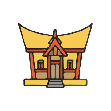 Traditional Indonesian Minangkabau House Icon Illustration