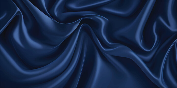 Elegant blue satin fabric texture with smooth luxury waves and shiny silky drapery creating a sophisticated textile backdrop for fashion decoration
