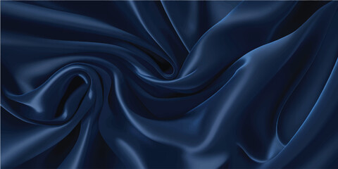 Obraz premium Luxury blue silk fabric texture background with soft wavy folds.