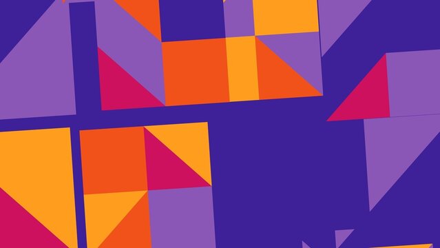 Colorful Geometric Abstract Composition with Triangles in Purple Orange Red