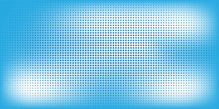 Warna halftone tekstur langit biru dengan awan. Vektor pola awan abstrak bertitik latar belakang tekstur piksel dengan ruang salinan. Langit mendung vintage