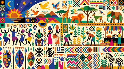 Obraz premium Vibrant African tribal art pattern design.