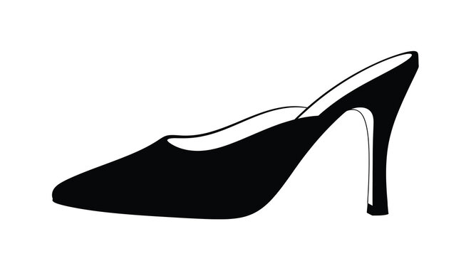 A sleek black high heeled sandal a minimalist fashion illustration