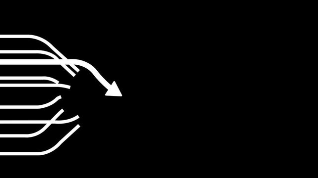 Multiple Lines Merging into One Arrow Directional Animation