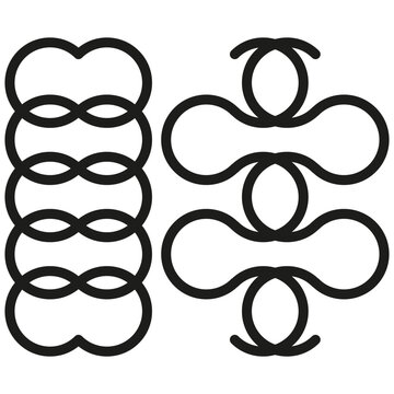 Abstract geometric line pattern motifs vector. Decorative set offers elegant elements for border design or ornamental backgrounds.