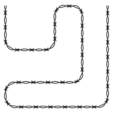 Barbed wire decorative border vector. This sharp fence element represents security, prison, or protection in graphic designs.