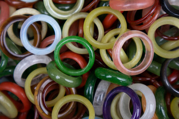 Beautiful rings made of jade are piled high.옥으로 만든 아름다운 반지들이 수북히 쌓여있습니다. © SOOKKYUNG