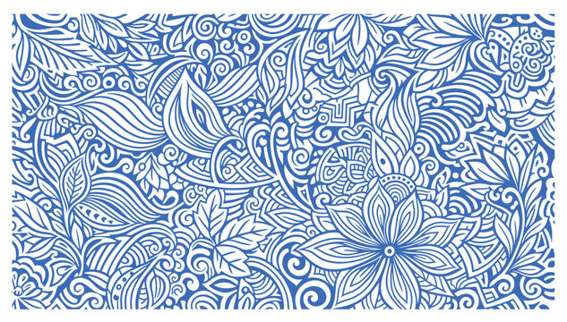 Luxury abstract floral line pattern on white background, elegant leaves, flowers, flowing abstract waves. Modern vector illustration, Japanese ornament, Art Deco and Art Nouveau.