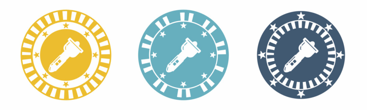 Flashlight icon. Flashlight illustration label design. Design for business. Vector illustration.